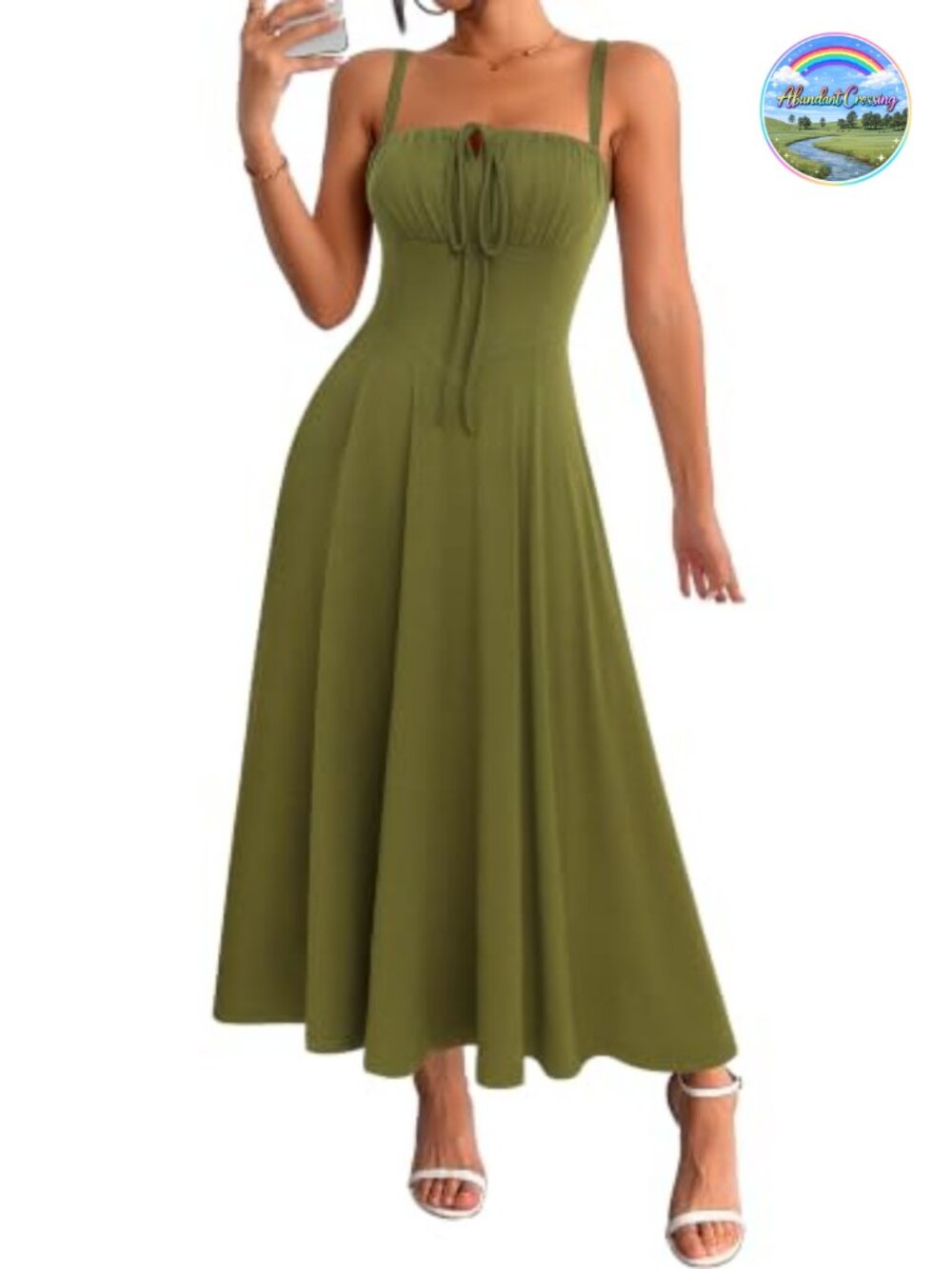 Women's Midi Corset Dress Spaghetti Strap Lace Up A-Line Boho Sundress